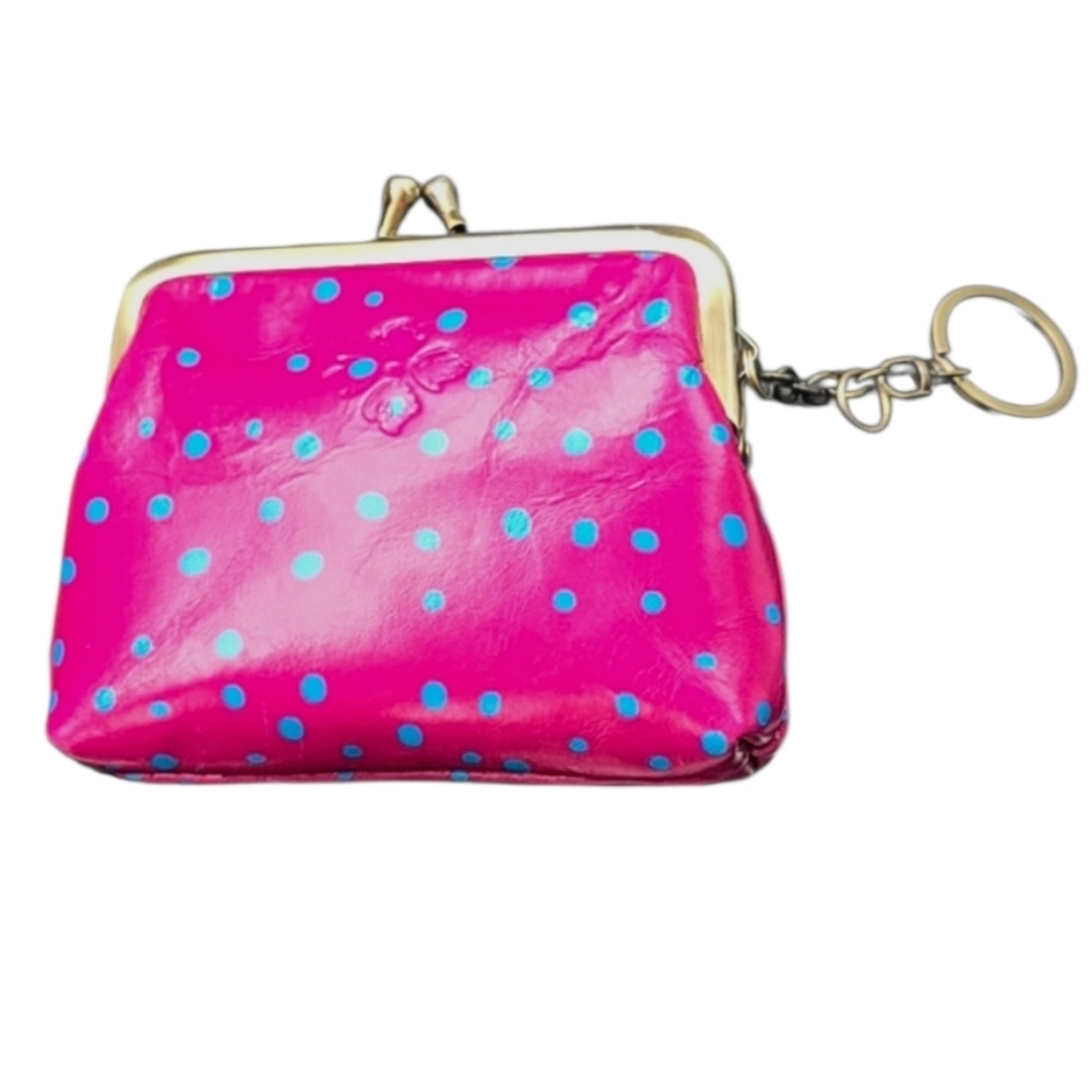 Patricia Nash Pink and Blue Polka Dot Coin Purse
